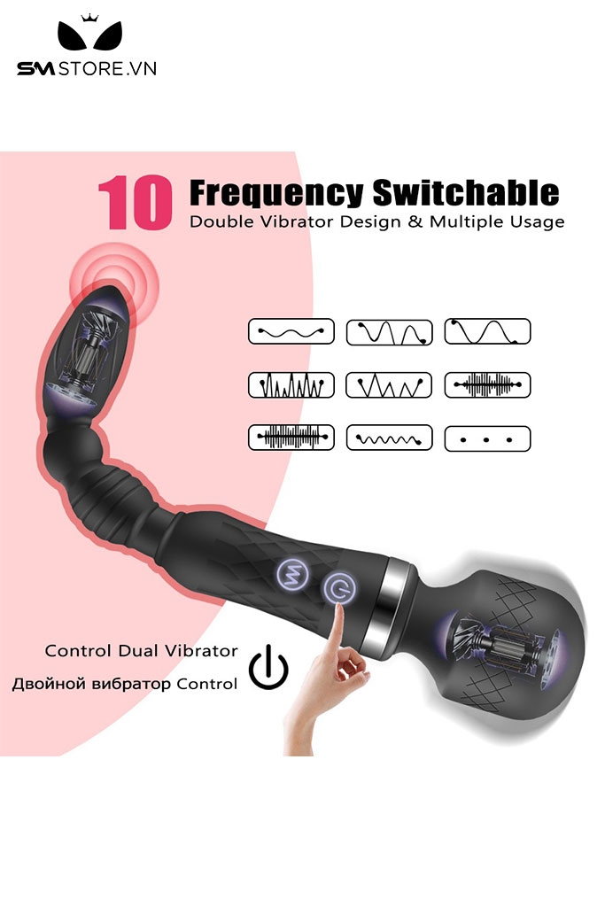 SMT2968 - Chày rung tình yêu 2 đầu có 30 chế độ sạc USB dài 24.5cm