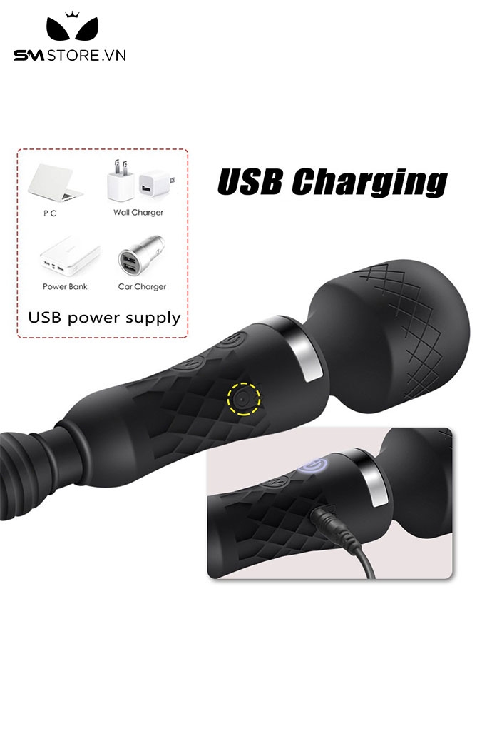 SMT2968 - Chày rung tình yêu 2 đầu có 30 chế độ sạc USB dài 24.5cm