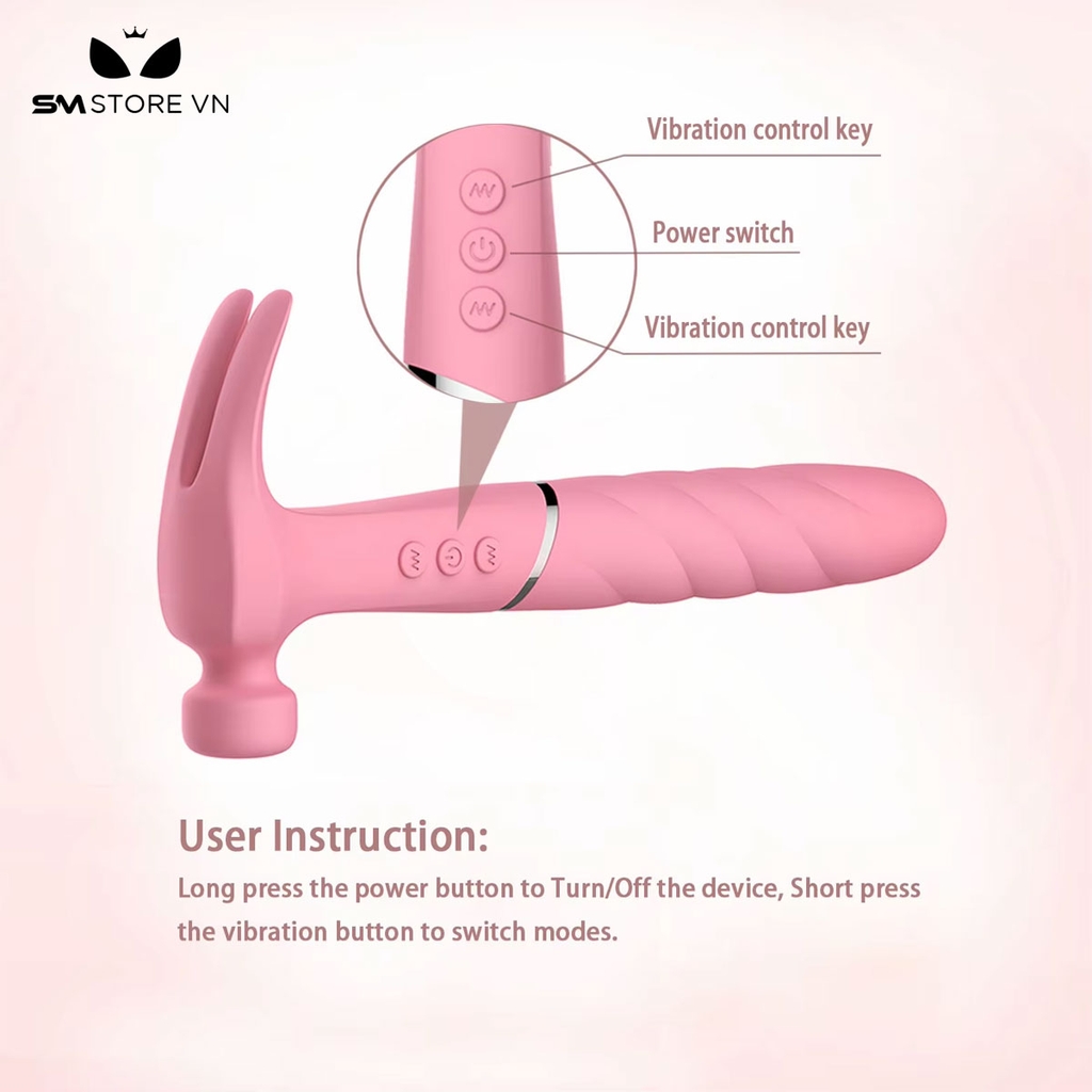 SMT2970 - Máy rung ngụy trang hình cái búa có 21 tần số sạc điện