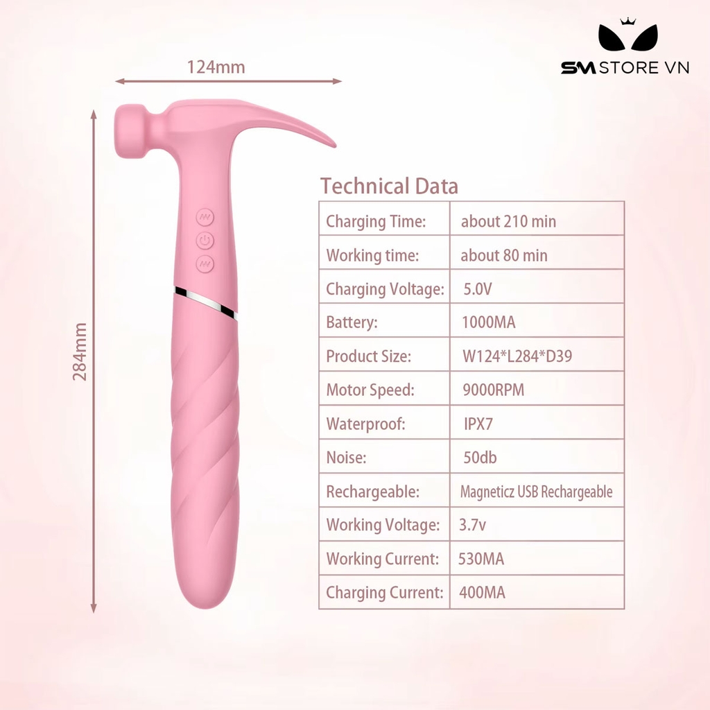 SMT2970 - Máy rung ngụy trang hình cái búa có 21 tần số sạc điện