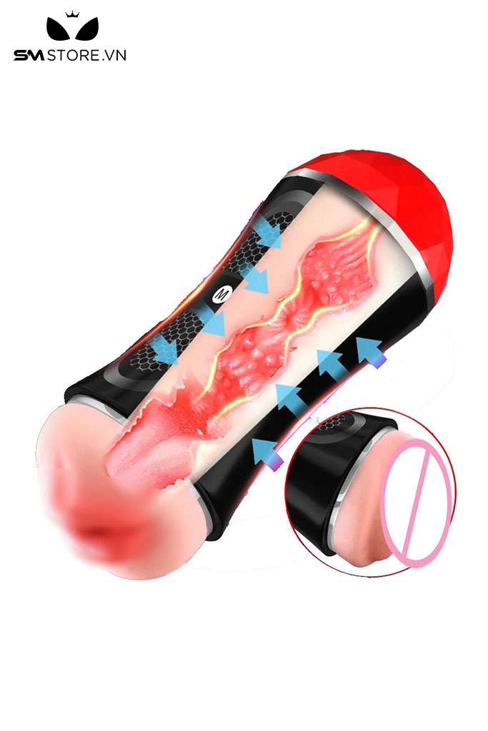 SMT2973 - Cốc thủ dâm 2 đầu silicon co giãn miệng và âm đạo dài 18cm