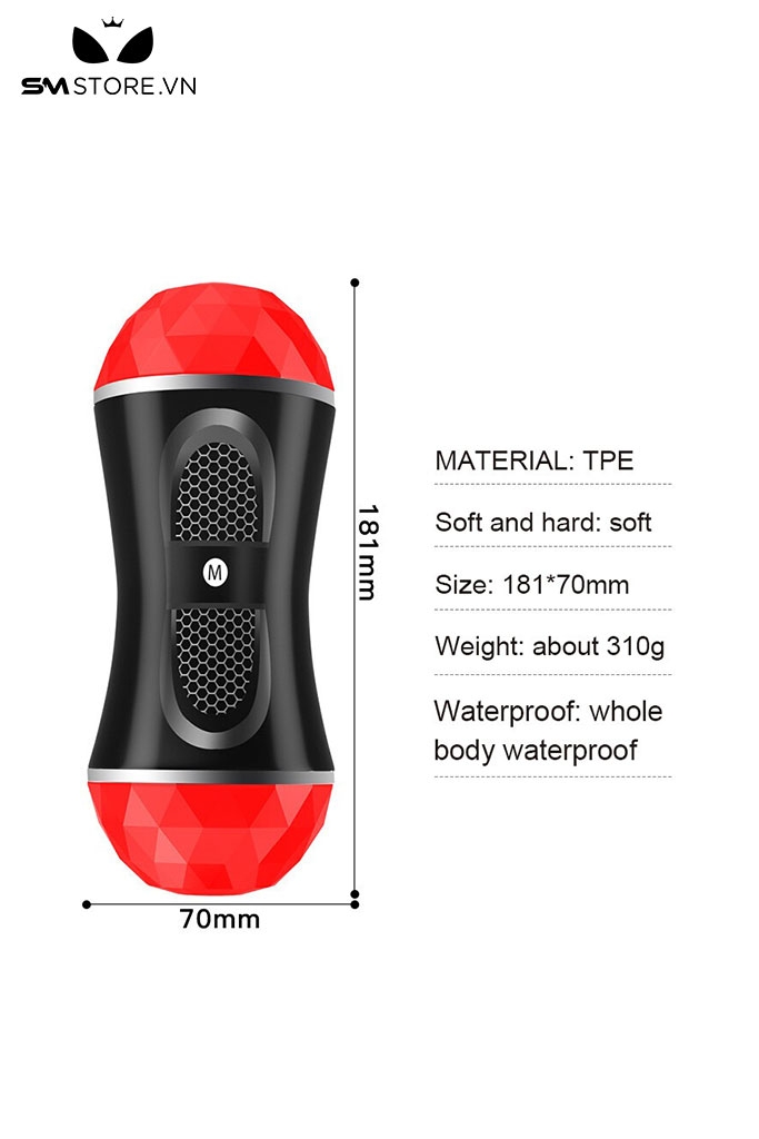 SMT2973 - Cốc thủ dâm 2 đầu silicon co giãn miệng và âm đạo dài 18cm