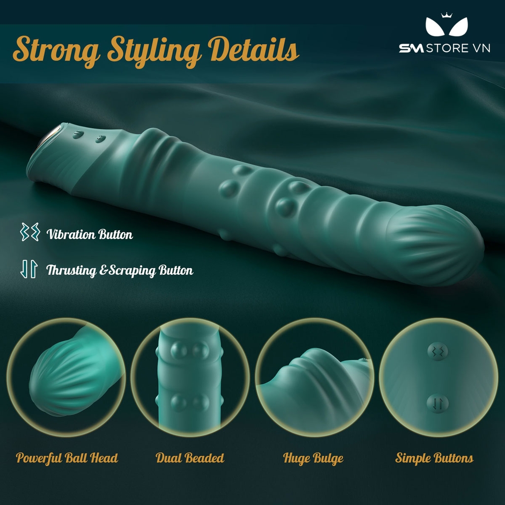 SMT2979 - Cu giả rung cầm tay có 2 vòng bi xoay và 5 tần số thụt