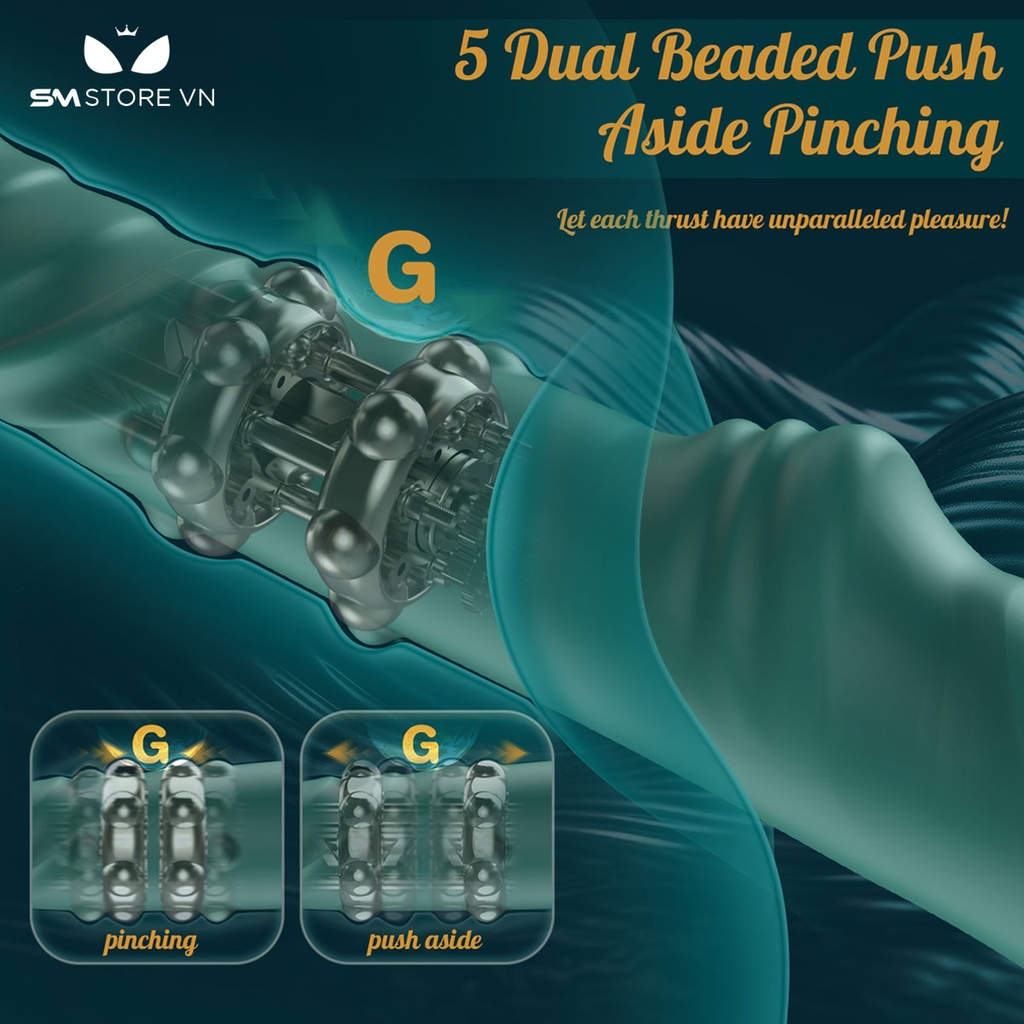 SMT2979 - Cu giả rung cầm tay có 2 vòng bi xoay và 5 tần số thụt