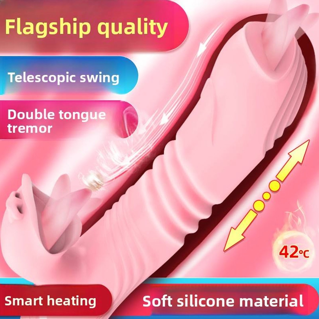 SMT2986 - Chày rung tình yêu 2 đầu sưởi ấm đến 42 độ có lưỡi liếm