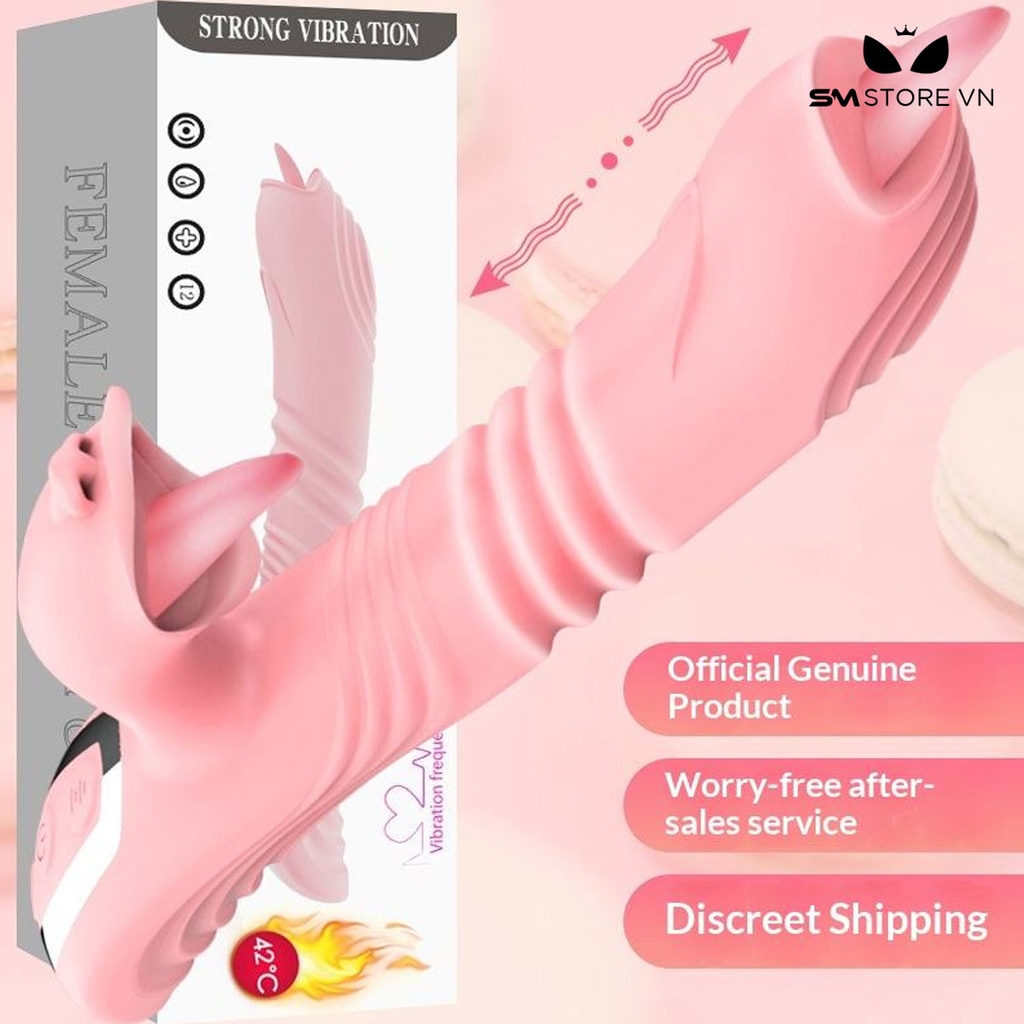 SMT2986 - Chày rung tình yêu 2 đầu sưởi ấm đến 42 độ có lưỡi liếm