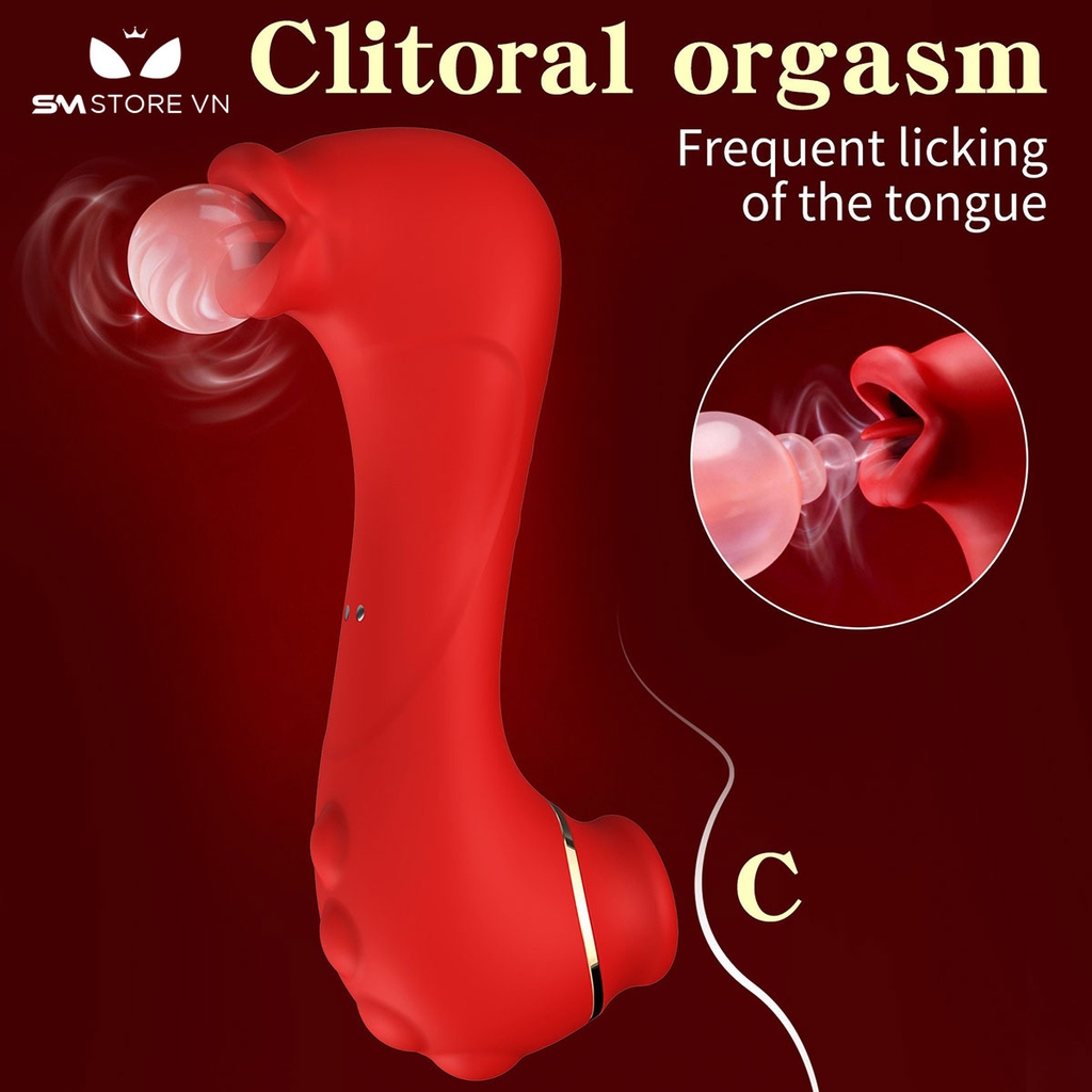 SMT2988 - Máy rung hút liếm 2 đầu ngụy trang sư tử biển nhỏ dài 136mm