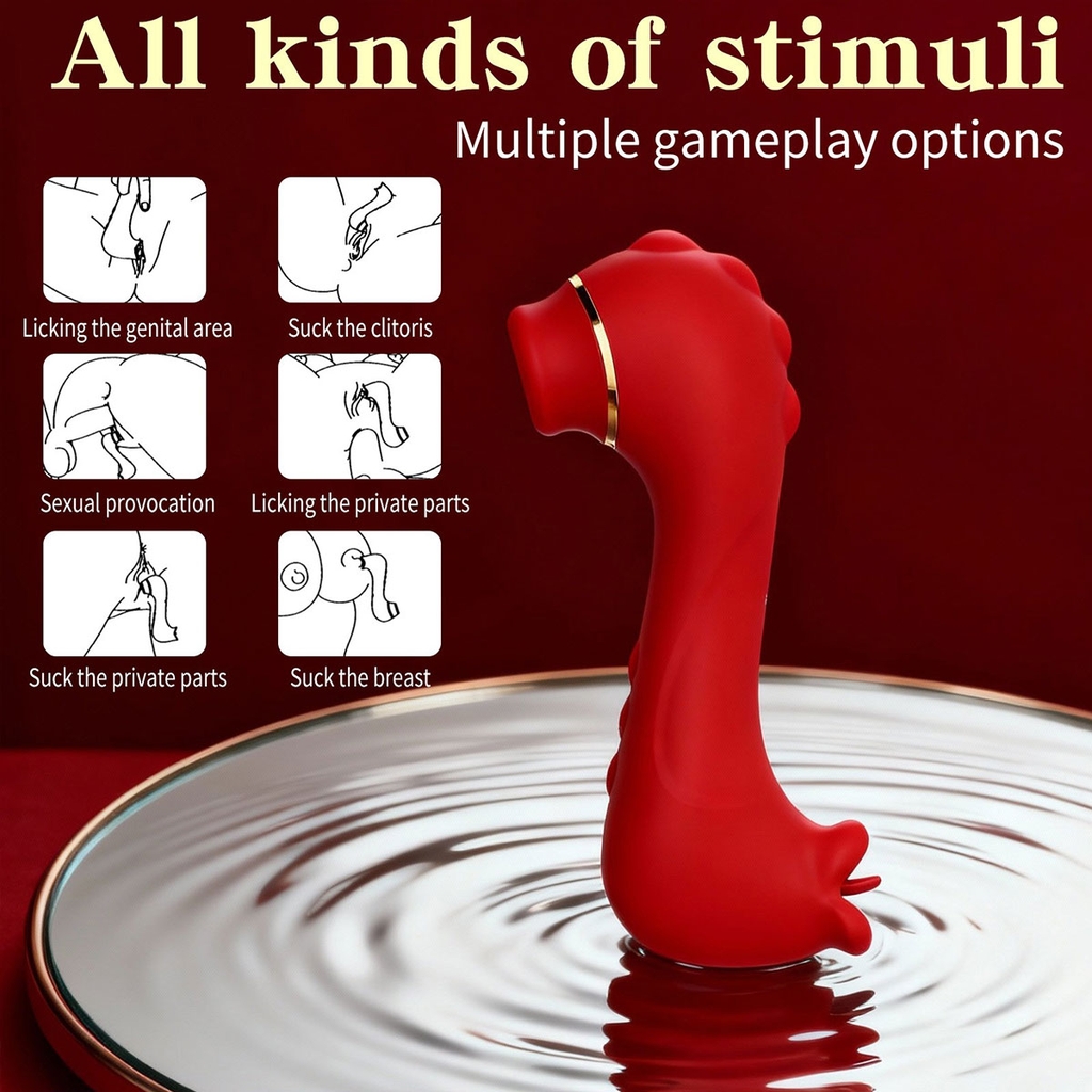 SMT2988 - Máy rung hút liếm 2 đầu ngụy trang sư tử biển nhỏ dài 136mm