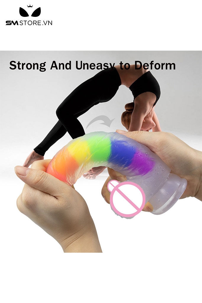 SMT2993 - Cu giả silicon dính tường 7 sắc cầu vồng dài 19cm