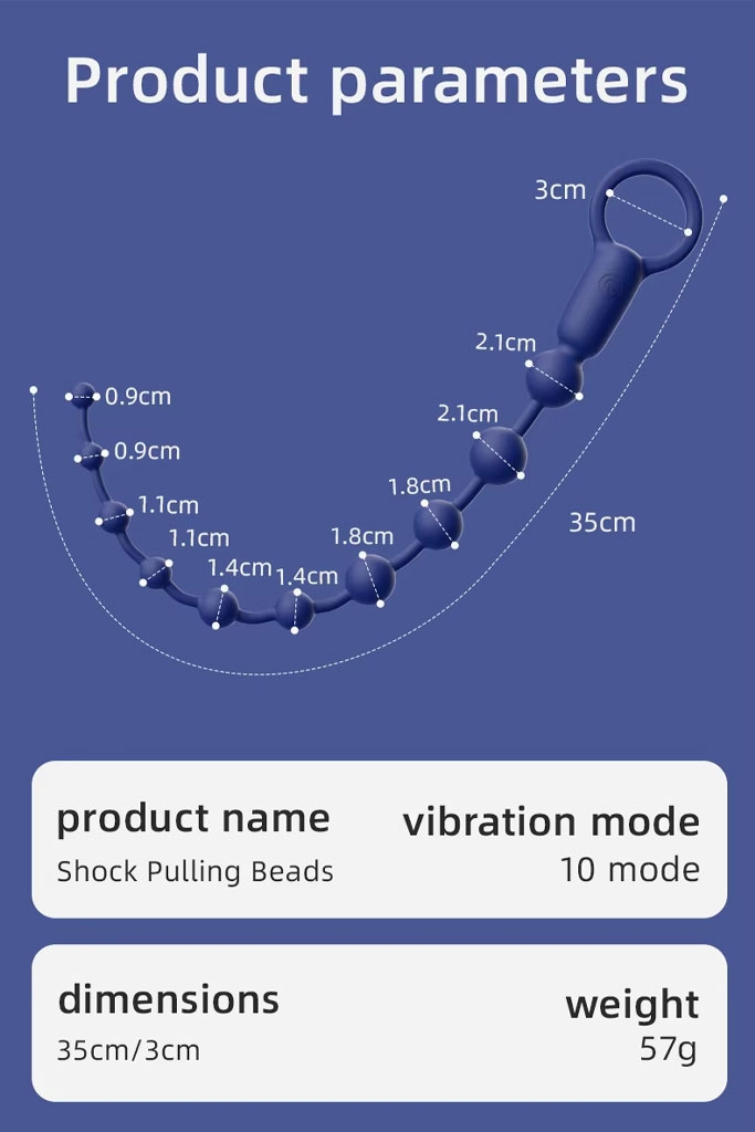 SMT3000 - Anal bead với chuỗi bi nổi silicon sạc điện dài 35cm