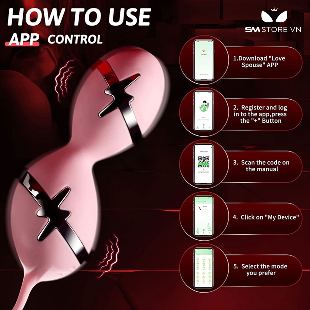 SMT3001 - Trứng rung tình yêu đôi kèm sốc điện có 10 tần số sạc điện