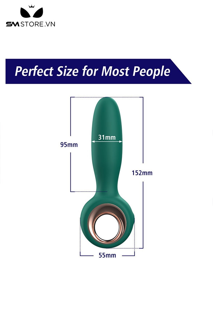 SMT3037 - Máy rung hậu môn silicon có tay cầm sạc điện dài 152mm