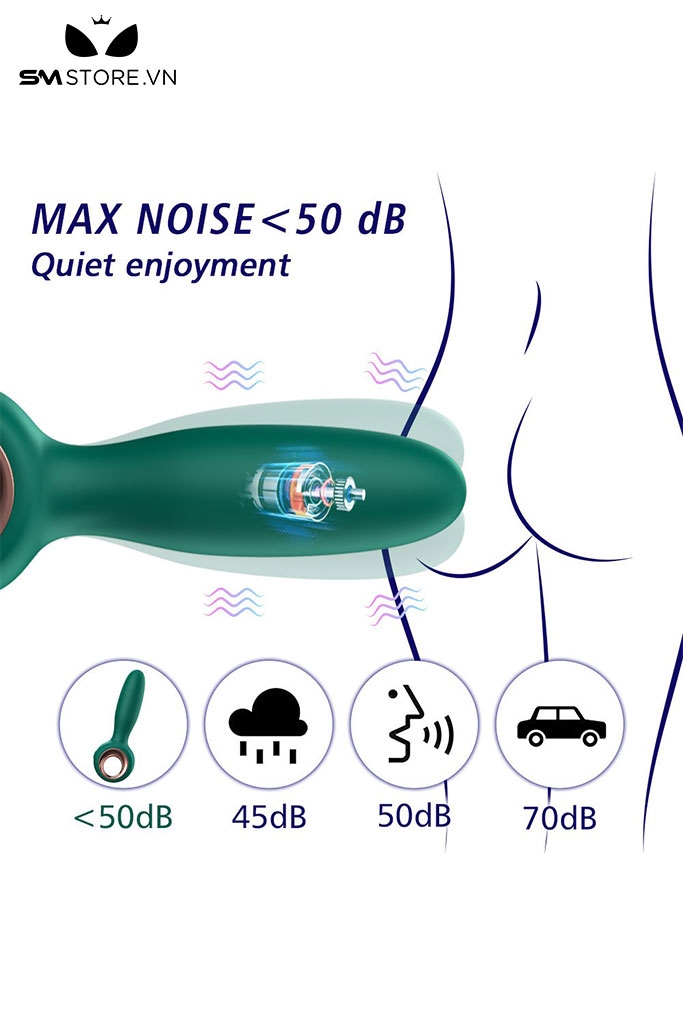 SMT3037 - Máy rung hậu môn silicon có tay cầm sạc điện dài 152mm