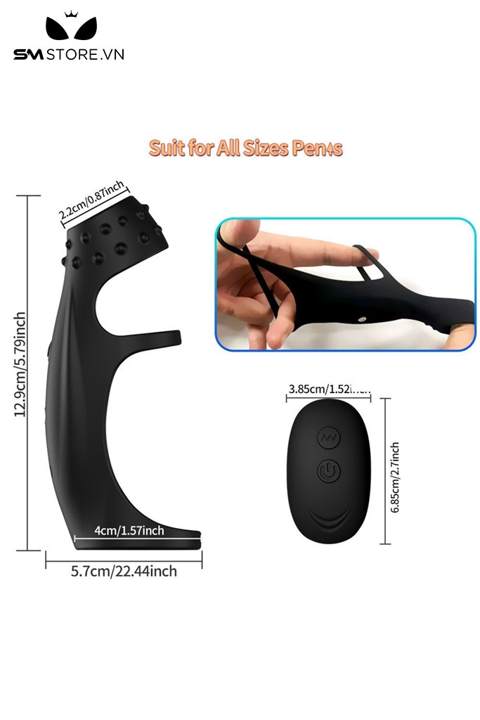 SMT3042 - Vòng rung đeo gốc dương vật thiết kế 3 vòng điều khiển xa