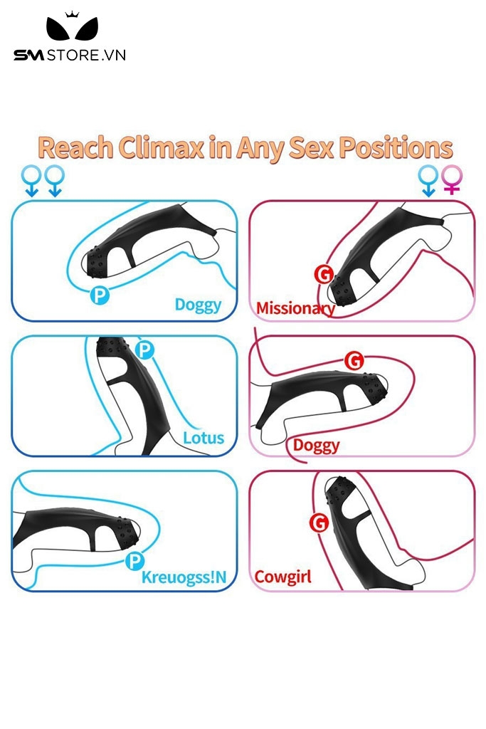 SMT3042 - Vòng rung đeo gốc dương vật thiết kế 3 vòng điều khiển xa