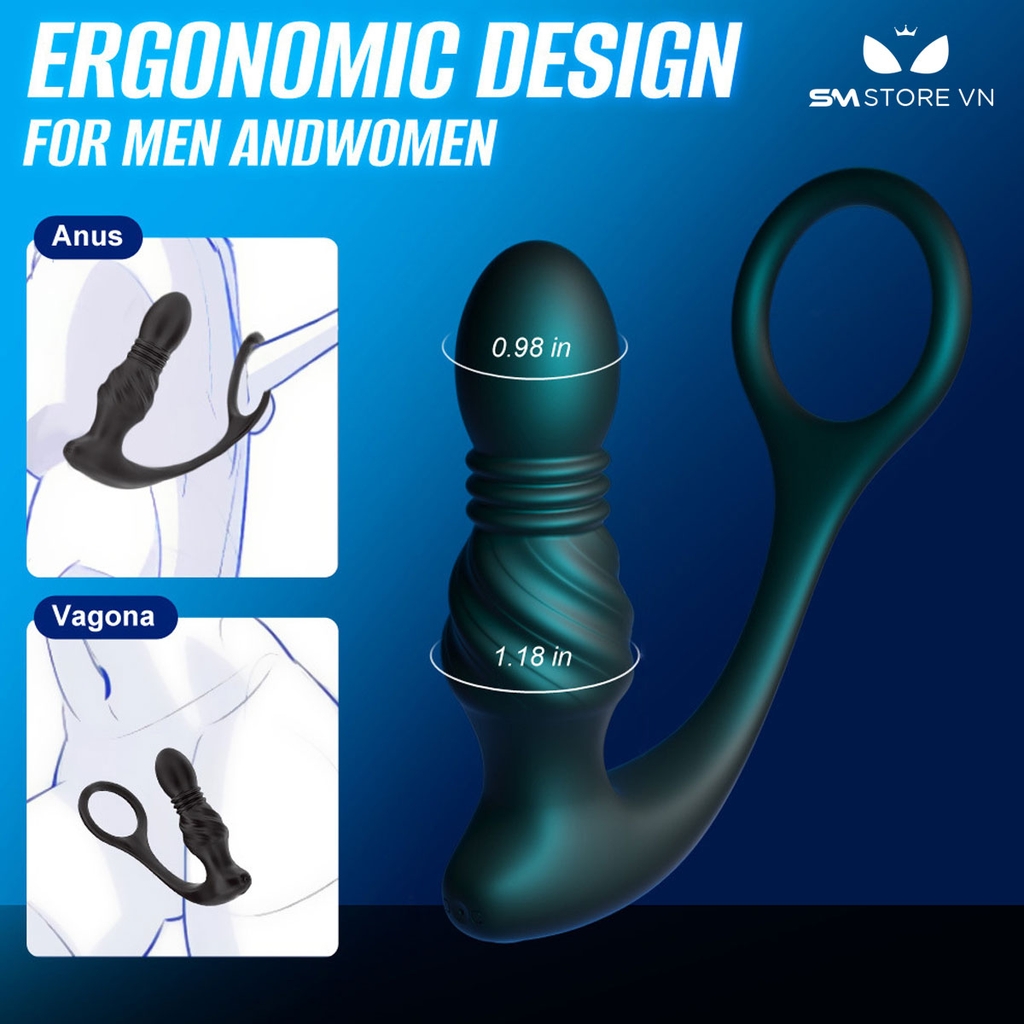 SMT3050 - Máy rung hậu môn mix vòng đeo dương vật silicon sạc điện