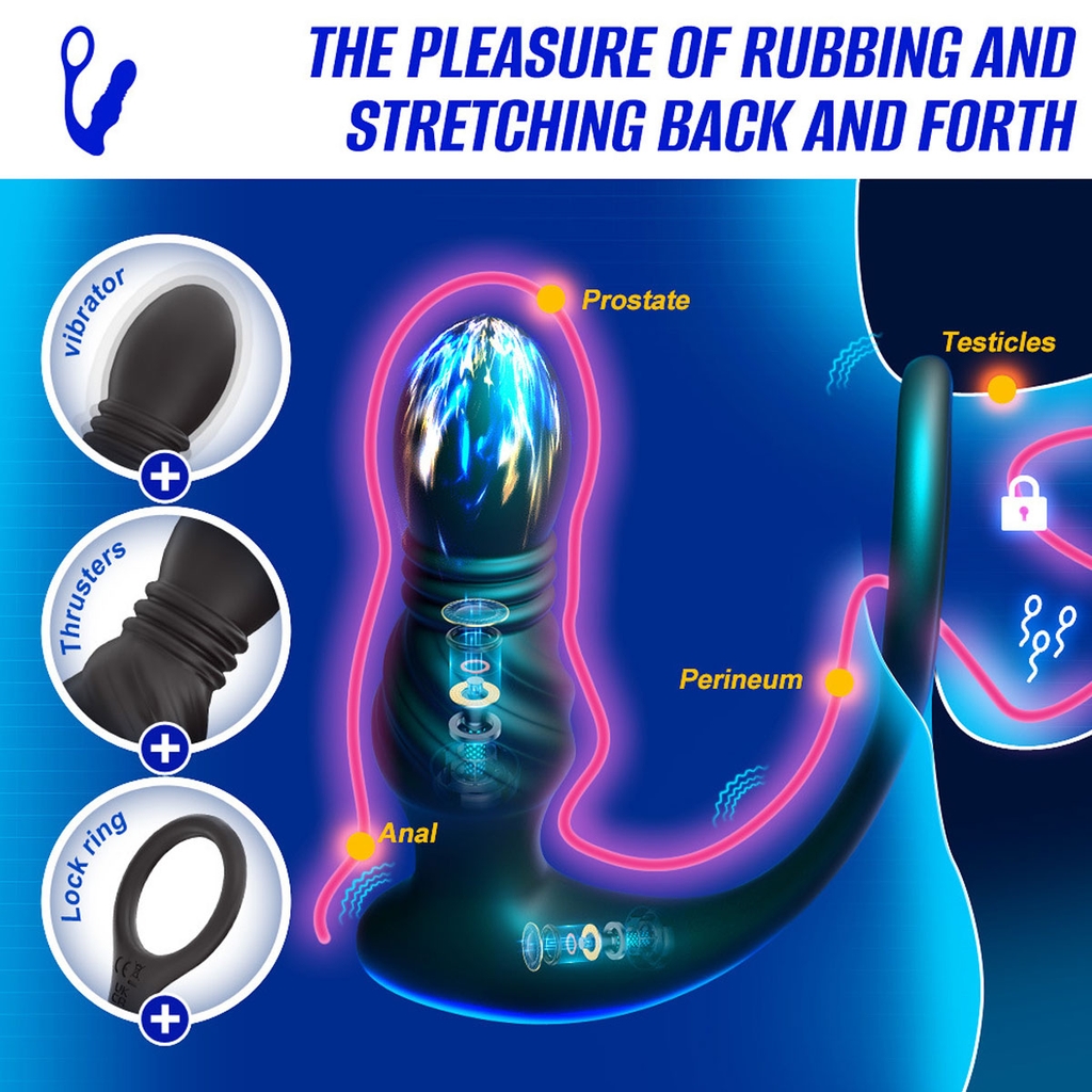 SMT3050 - Máy rung hậu môn mix vòng đeo dương vật silicon sạc điện