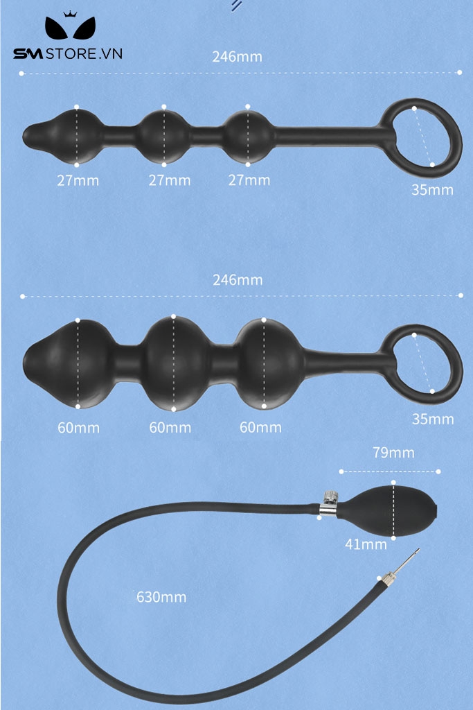 SMT3059 - Anal pump thiết kế 3 tầng kèm corcking đeo gốc dương vật