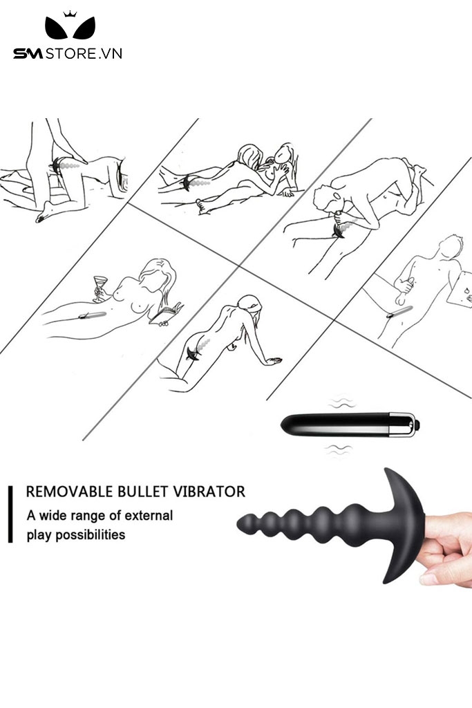 SMT3064 - Anal bead có thanh rung tháo rời dài 15cm bằng silicon