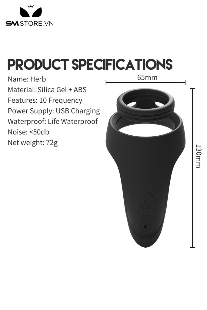 SMT3067 - Vòng rung đeo gốc dương vật có 10 tần số dài 13cm