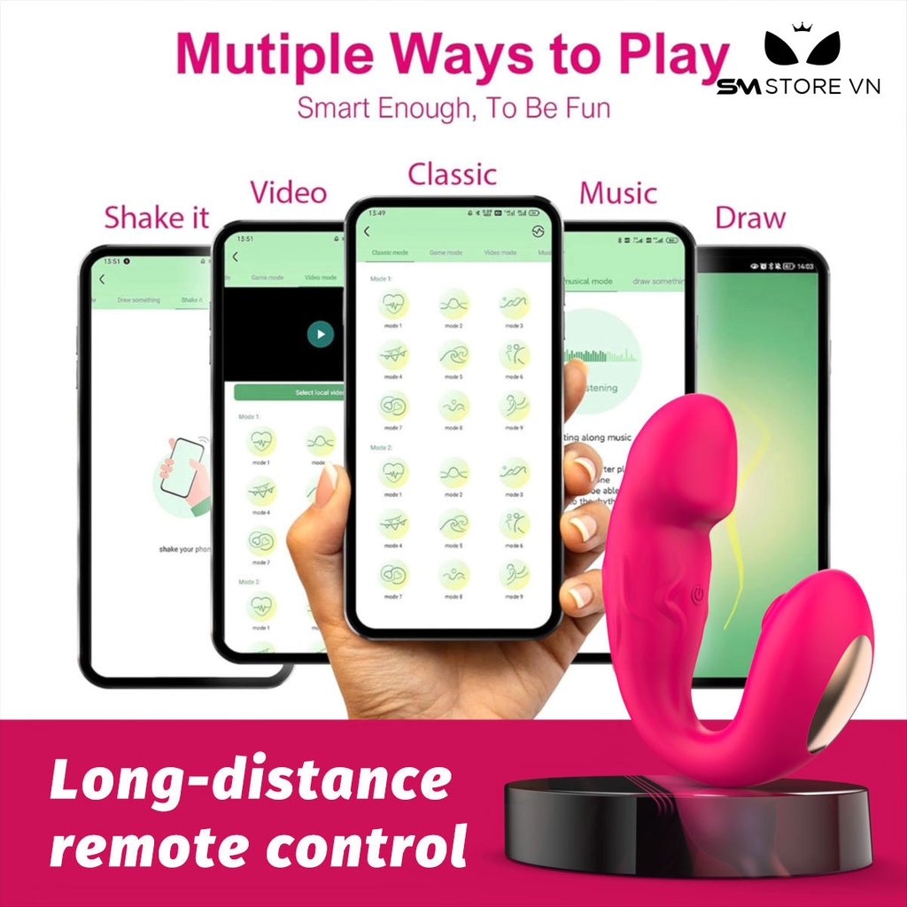 SMT3082 - Máy rung đầu dương vật có 9 tần số hút điều khiển qua APP