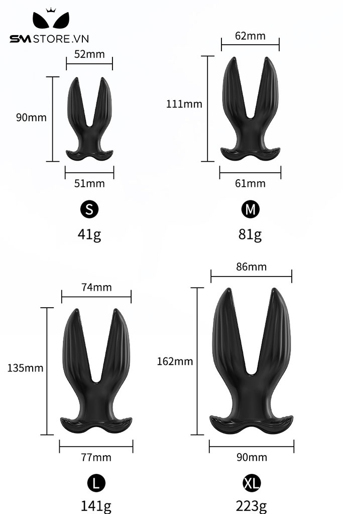 SMT3087 - Butt plug đồ chơi hậu môn thiết kế rỗng có 2 nhánh bằng silicon