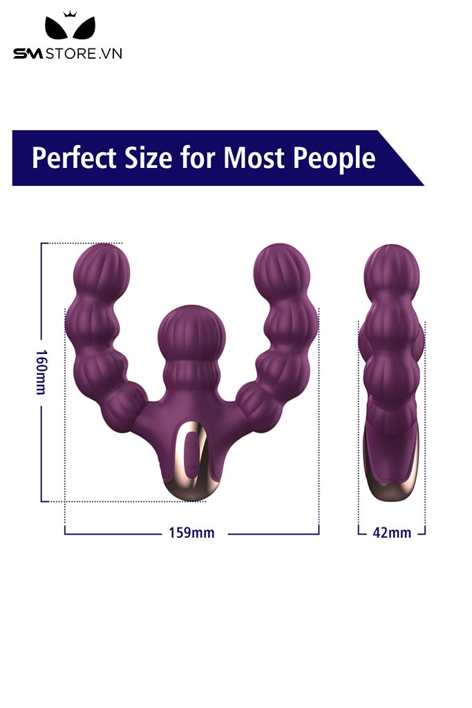 SMT3103 - Anal beads 2 đầu có 7 chế độ rung sạc điện dài 16cm