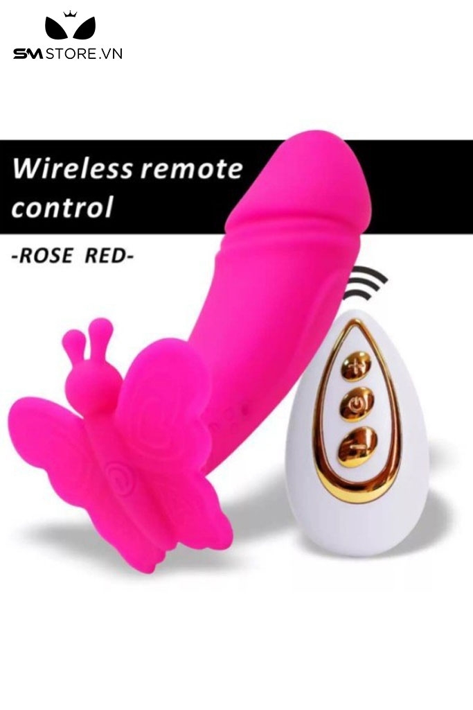 SMT3110 - Dương vật giả rung với đế hình cánh bướm điều khiển từ xa