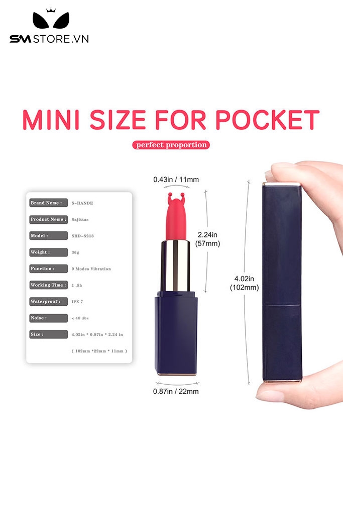 SMT3137 - Trứng rung ngụy trang thỏi son có 3 đầu thay dài 102mm