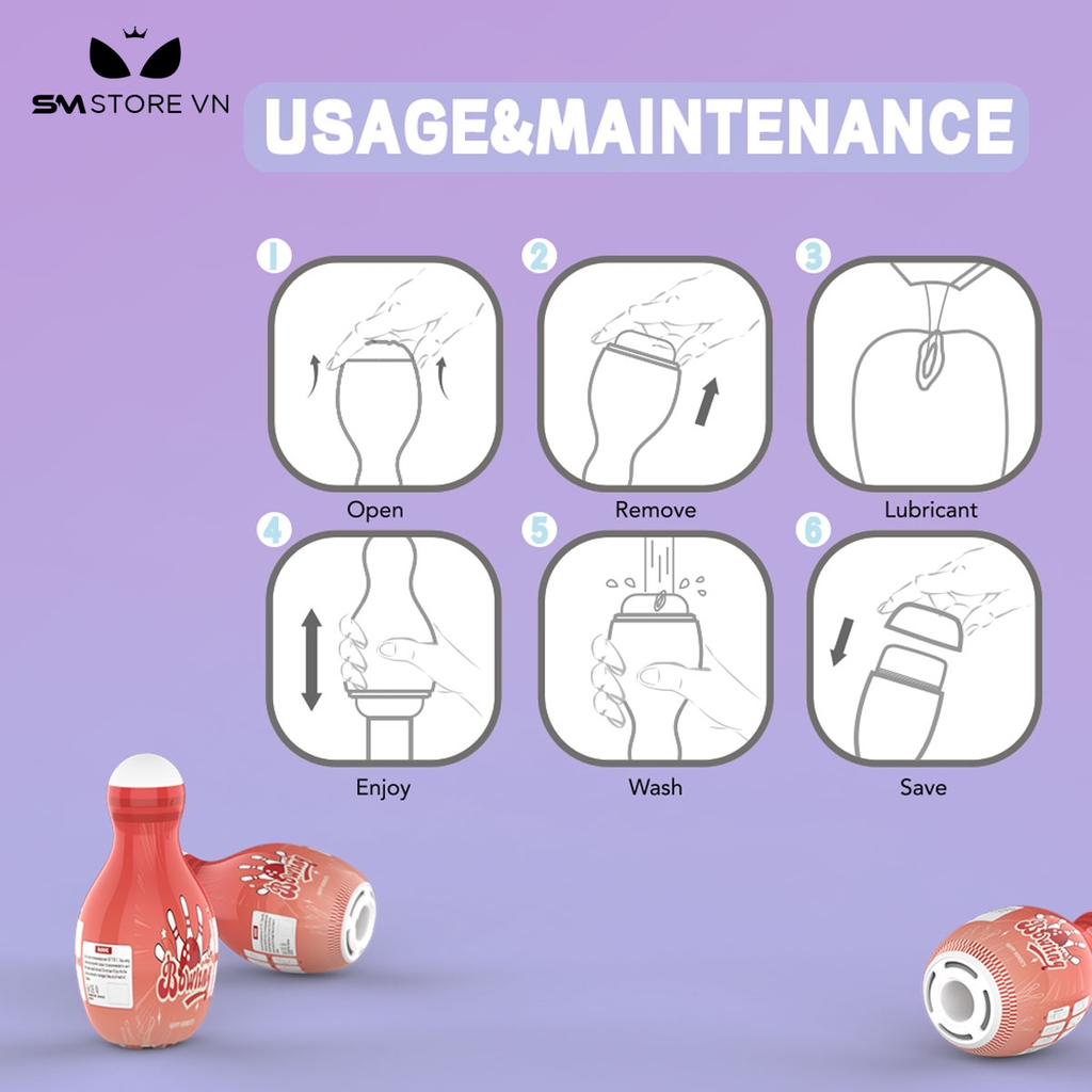 SMT3138 - Cốc thủ dâm mini silicon ngụy trang bowling có thể tháo rời