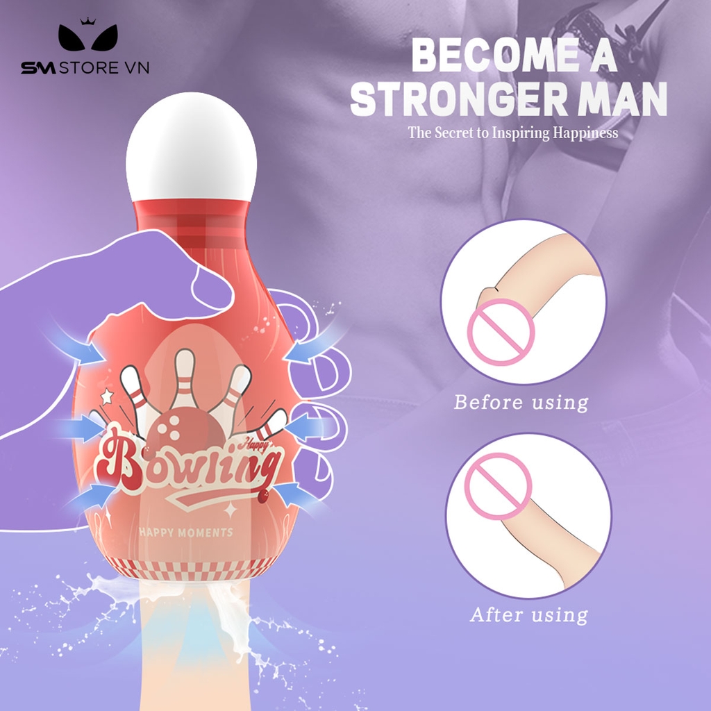 SMT3138 - Cốc thủ dâm mini silicon ngụy trang bowling có thể tháo rời