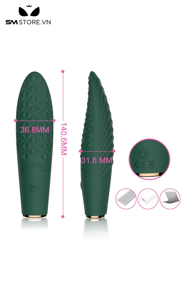 SMT3139 - Máy rung âm vật silicon có 9 tần số họa tiết hoa văn dài 14cm