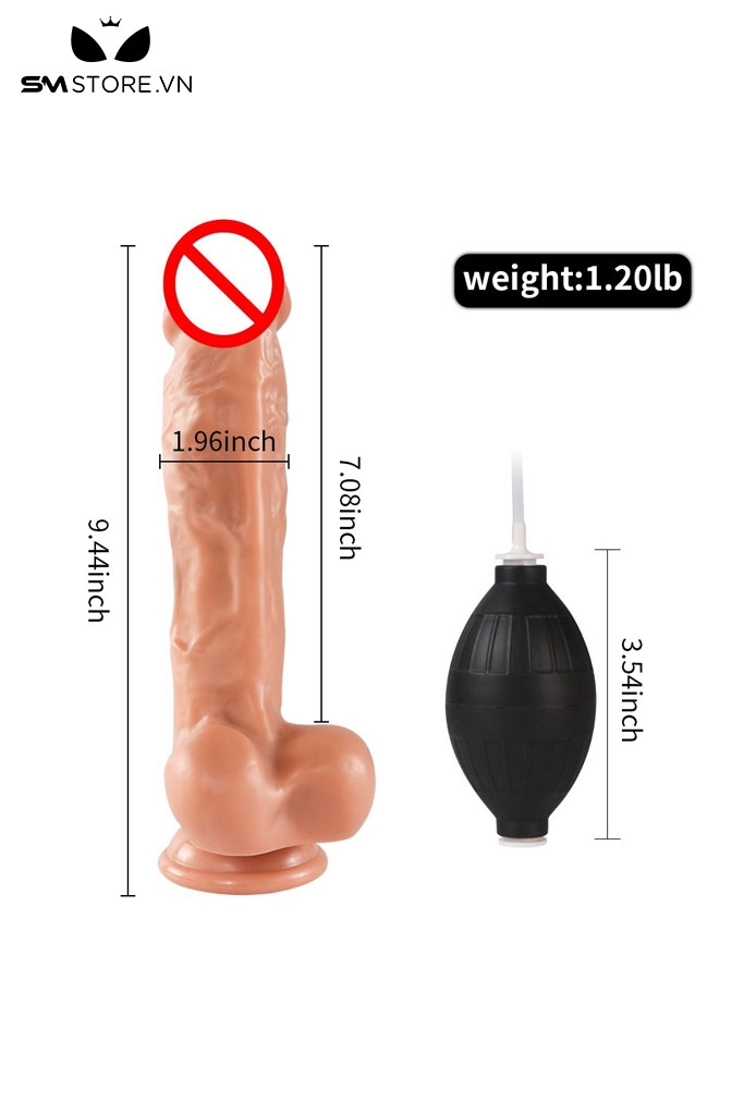 SMT3163 - Dương vật giả bắn tinh silicon có đế dính tường dài 24cm
