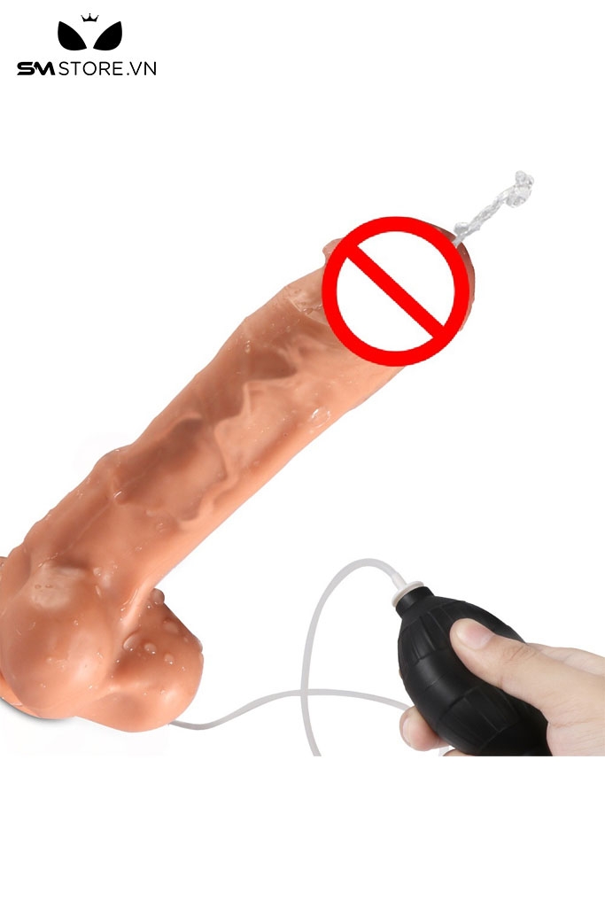 SMT3163 - Dương vật giả bắn tinh silicon có đế dính tường dài 24cm