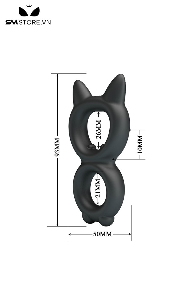 SMT3268 - Vòng đôi đeo gốc dương vật cao su mềm co giãn dài 93mm