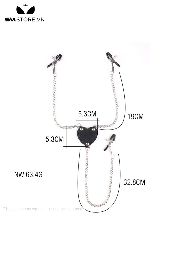 SMT3176 - Kẹp ti và âm vật thiết kế 3 đầu có hình trái tim đặc ở giữa