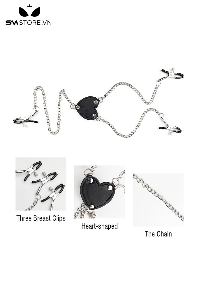 SMT3176 - Kẹp ti và âm vật thiết kế 3 đầu có hình trái tim đặc ở giữa