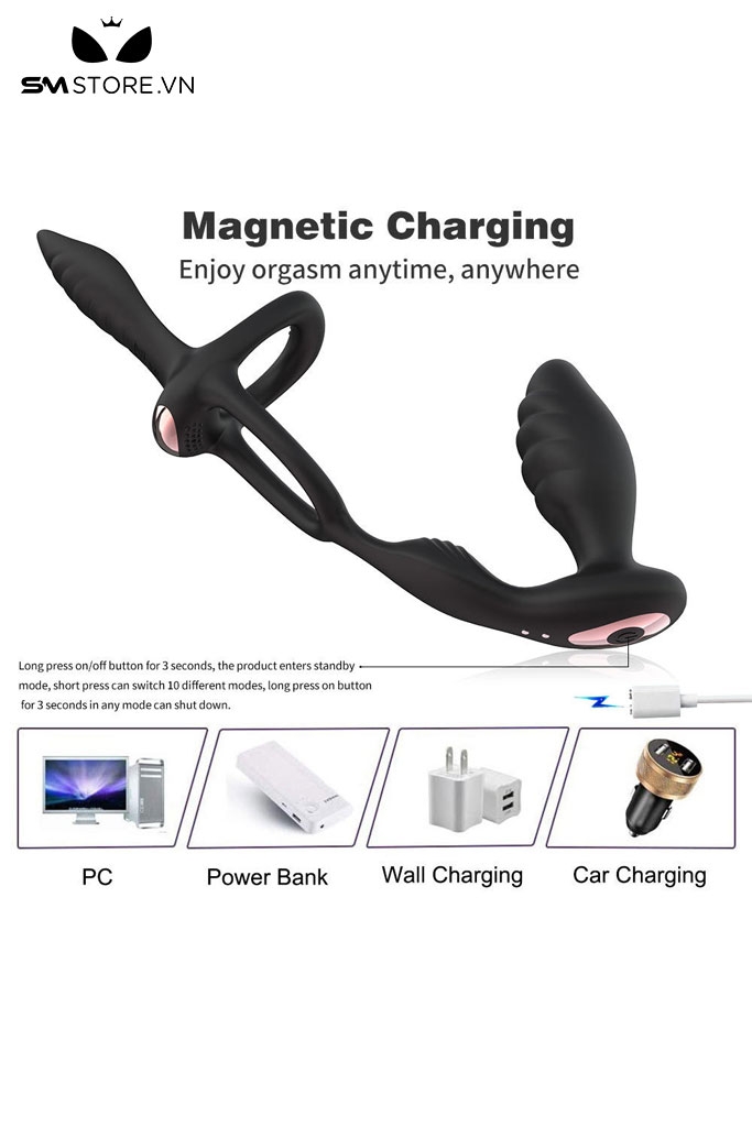 SMT3180 - Máy rung hậu môn và vòng đeo cu có máng điều khiển xa