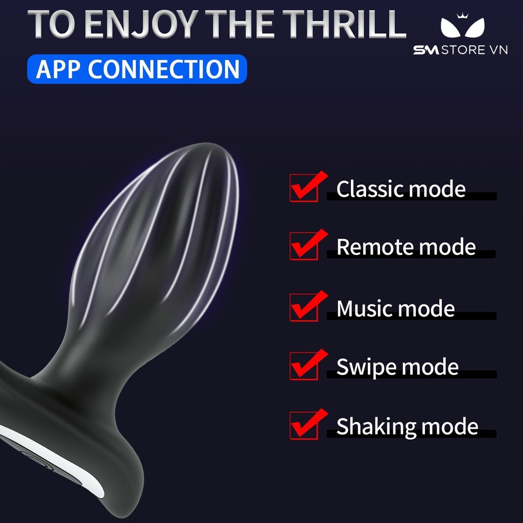 SMT3182 - Máy rung hậu môn silicon xoay 360 độ dài 96mm có 10 chế độ