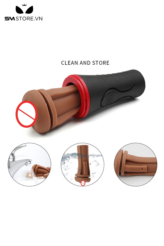 SMT3190 - Cốc thủ dâm tháo rời có âm đạo màu nâu silicon mềm