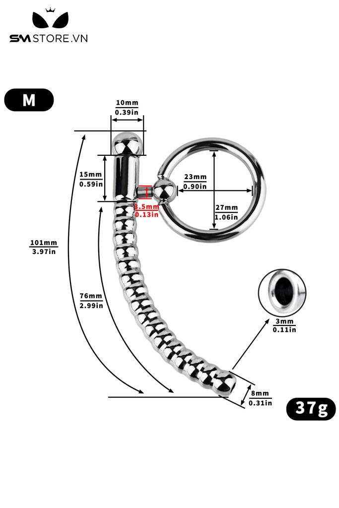 SMT3207 - Dụng cụ thông niệu đạo inox dạng chuỗi hạt mix vòng đeo cu