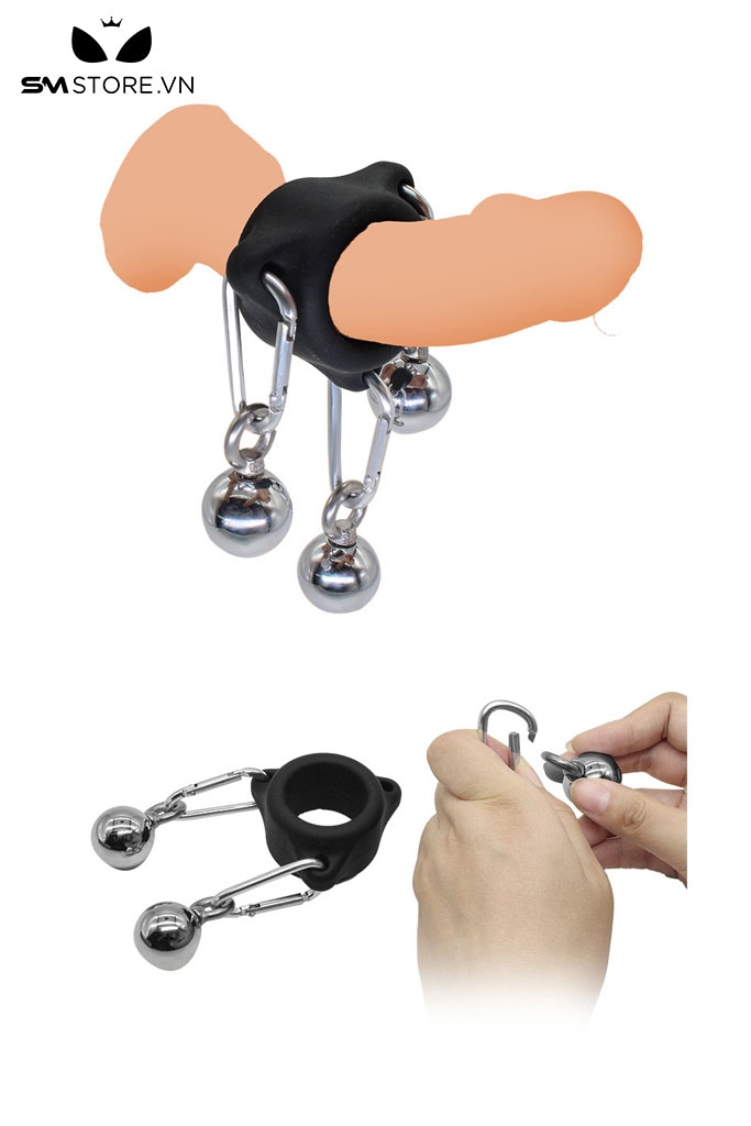 SMT3220 - Tạ đeo tinh hoàn silicon co giãn với chuỗi bi trong inox