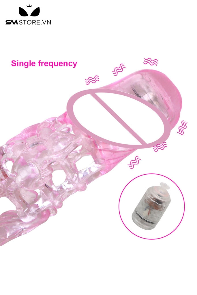 SMT3227 - Bao cao su có rung đôn dên và nhánh tai thỏ dài 135mm