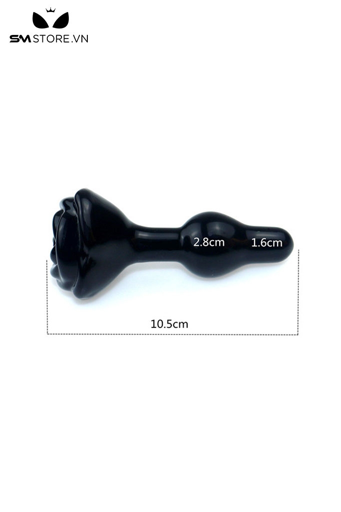 SMT3239 - Butt plug bằng thủy tinh có đế hình bông hoa dài 10,5cm