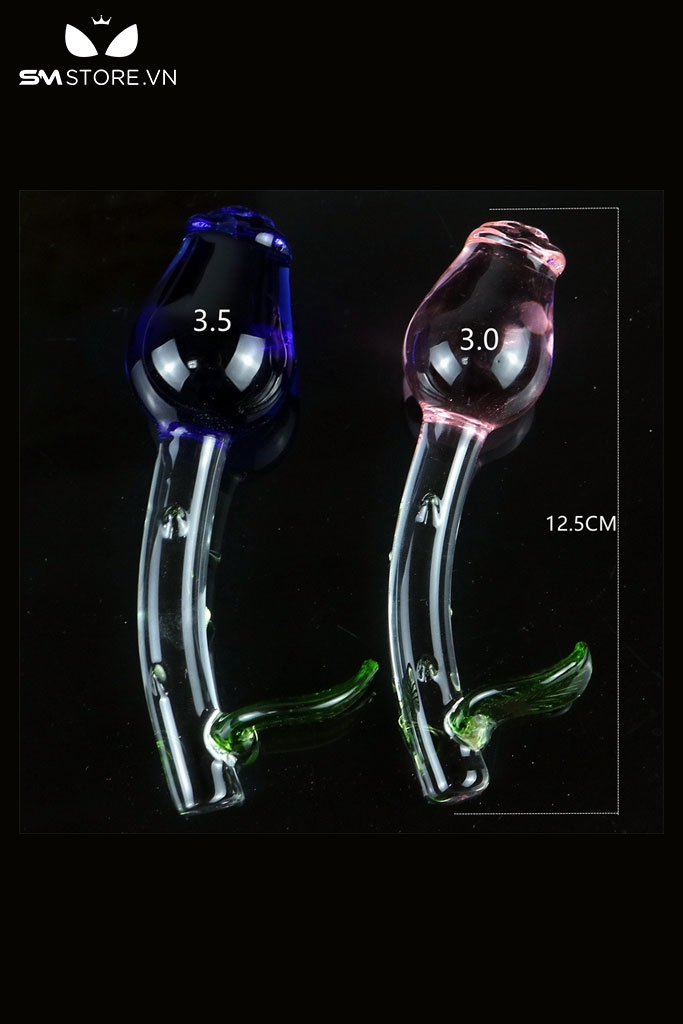 SMT3240 - Đồ chơi hậu môn thủy tinh hình bông hoa có lá dài 12.5cm