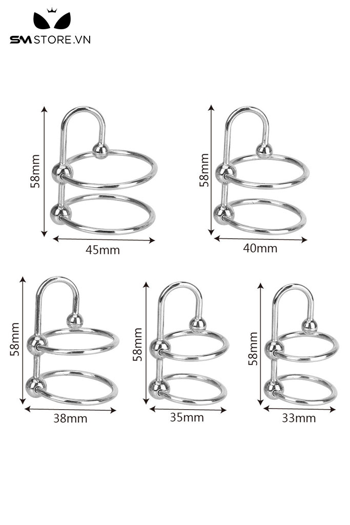 SMT3241 - Vòng đôi đeo cu inox có bi nổi bằng thép không gỉ có 5 size