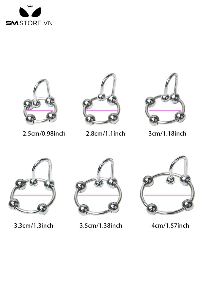 SMT3242 -Vòng đeo cu inox có bi và móc nối thiết kế 4 bi và 5 kích cỡ
