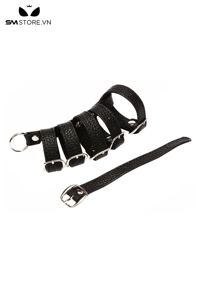 SMT3245 - Vòng đeo dương vật da PU đính đinh tán có nấc điều chỉnh