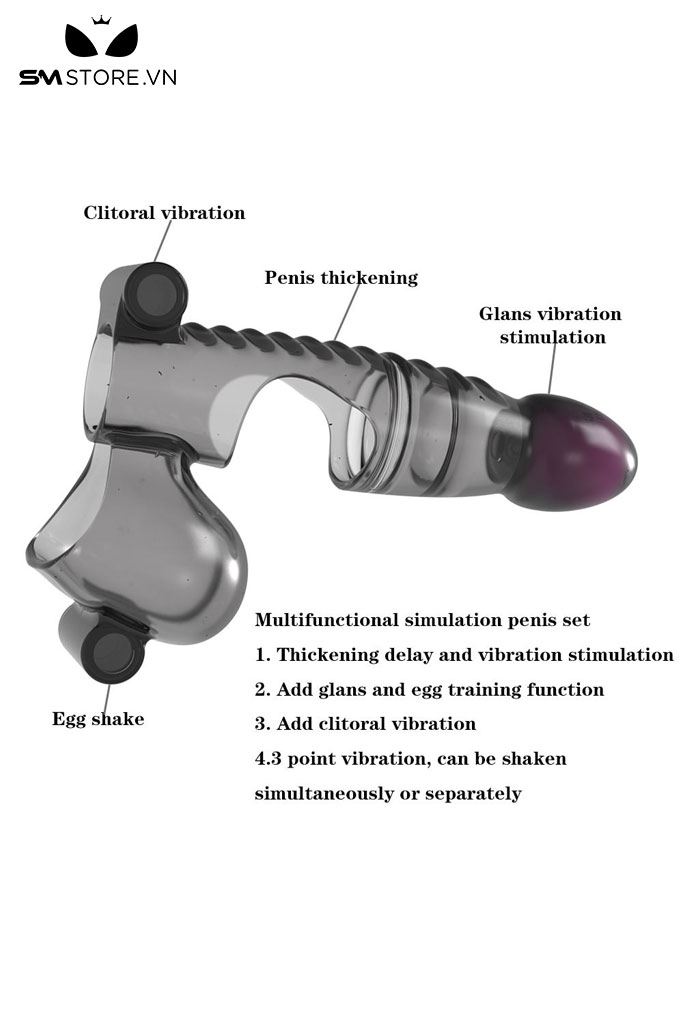 SMT3247 - Bao cao su đôn dên có quai đeo và rung dài 166.7mm