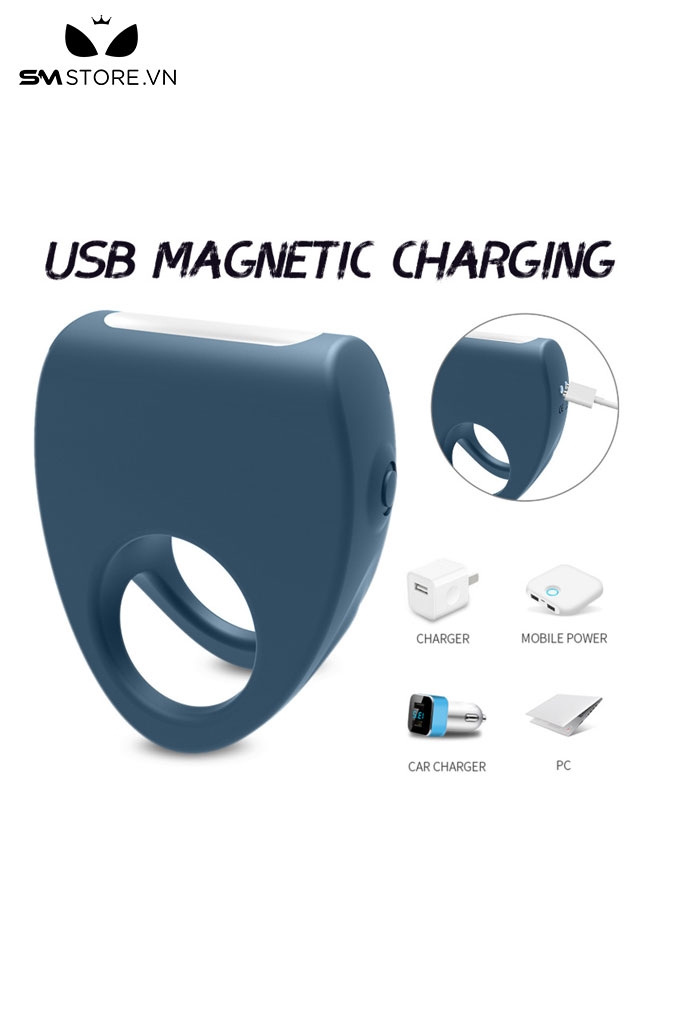 SMT3249 - Vòng đeo dương vật silicon có 10 chế độ sạc điện dài 73mm